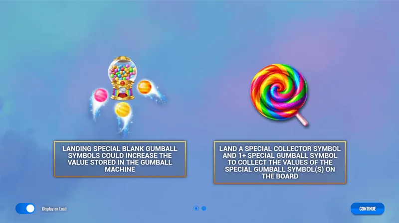 Sweet Candy Cash Stash - menu chính và cài đặt trò chơi slot